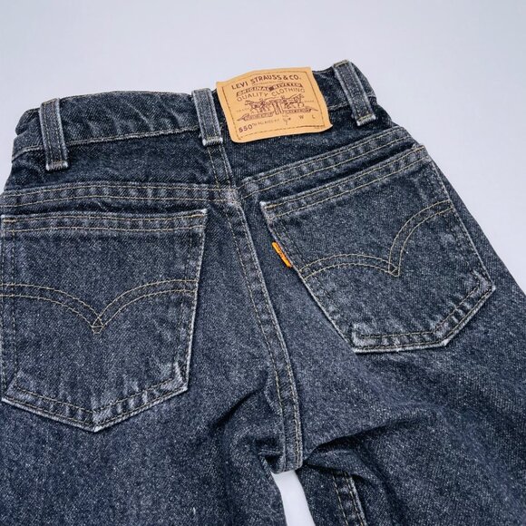 Vintage Levis Orange Tab 550 Relaxed Fit Black Denim Jeans 7 Slim / 7S - Picture 10 of 10